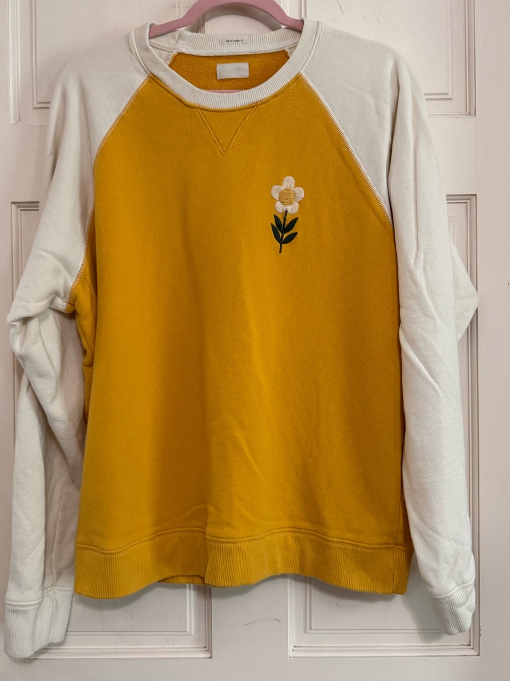 Mother Yellow and Cream Sweatshirt with Flower Embroidery